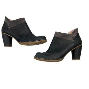 El Naturalista boots Women's 40 US 9.5 black leather ankle boots bootie side zip